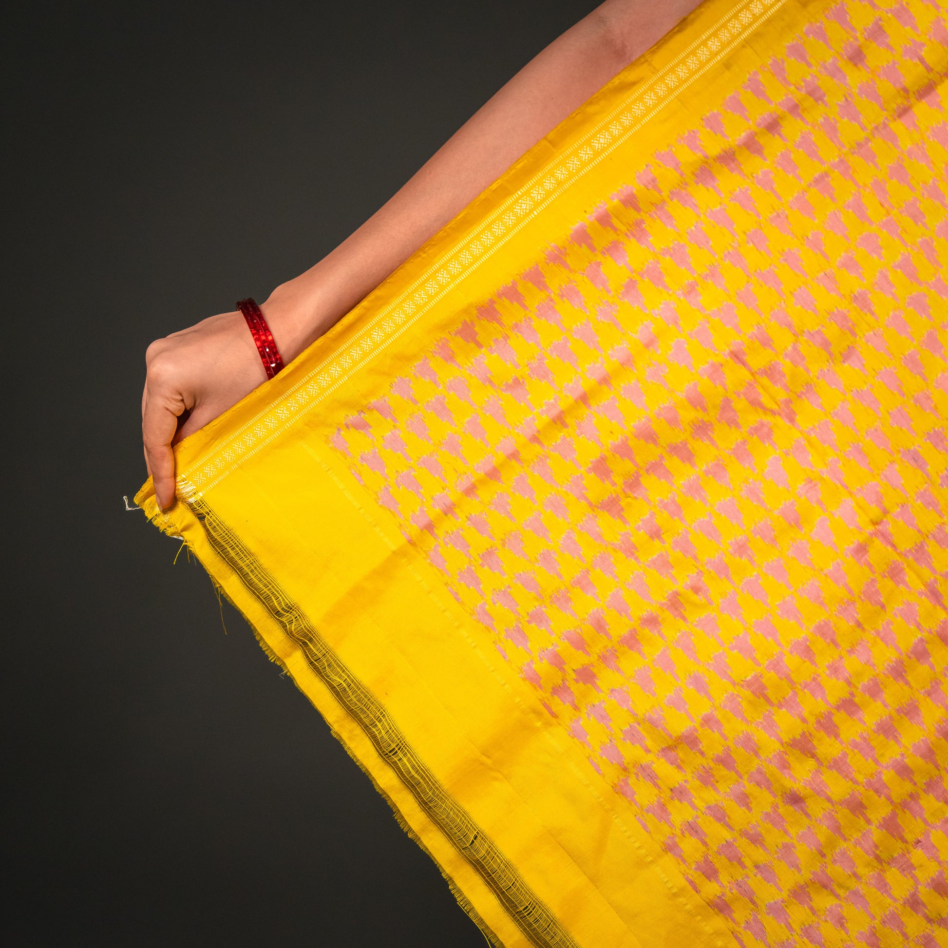 Bibhu Mohapatra Green & Yellow Mulberry Silk Pochampally Ikat Saree Ikatan