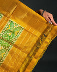 Ikatan Yellow & Orange Mulberry Silk Pochampally Ikat Saree Ikatan