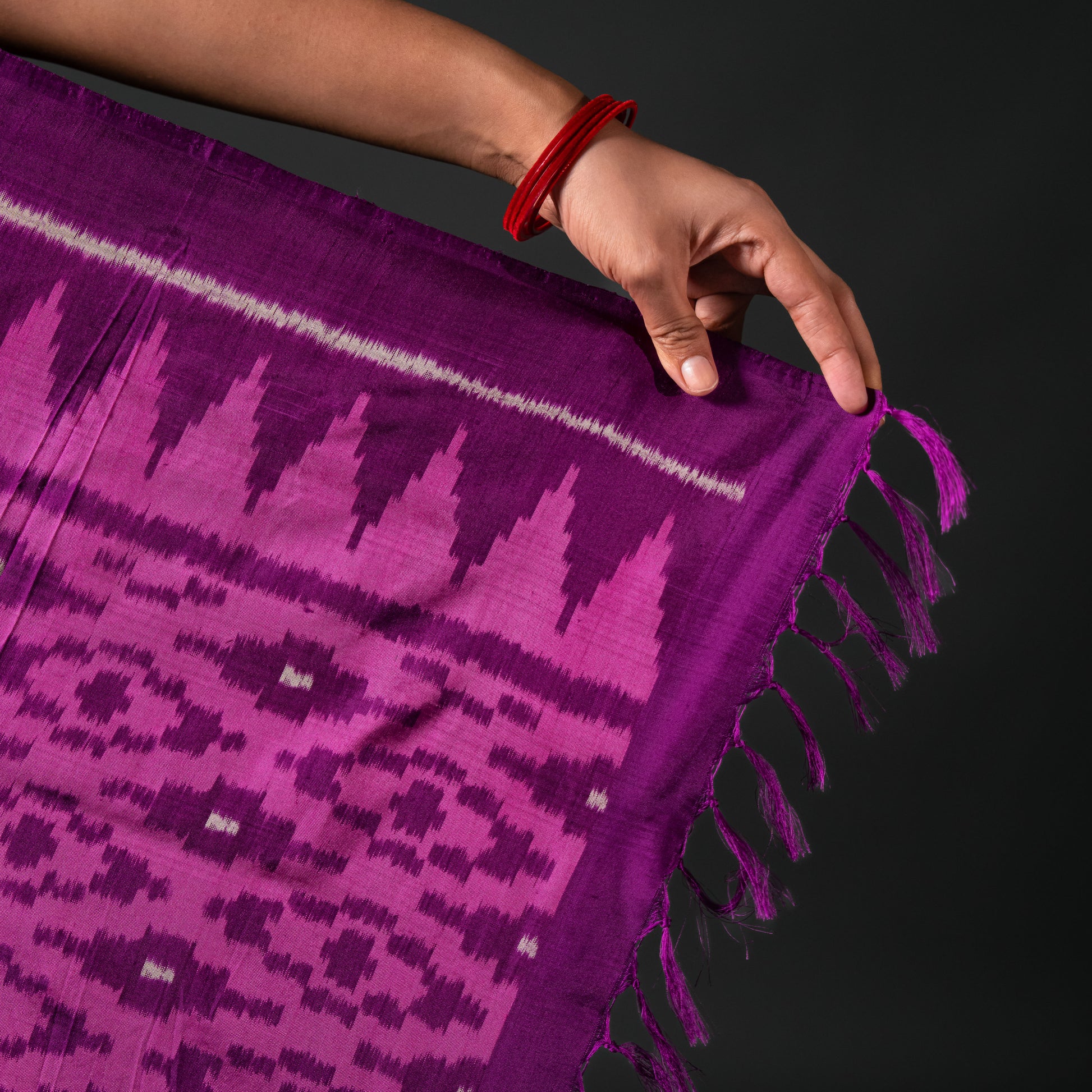 Ikatan Pink and Purple Mulberry Silk Odisha Ikat Saree Ikatan