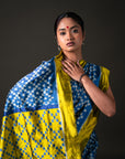 Ikatan Blue & Yellow Mulberry Silk Odisha Ikat Saree Ikatan