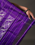 Ikatan Violet & White Mulberry Silk Pochampally Ikat Saree Ikatan