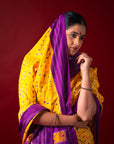 Ikatan Yellow & Purple Mulberry Silk Odisha Ikat Saree Ikatan