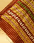 Maroon & Orangish Yellow Mulberry Silk Odisha Ikat Saree