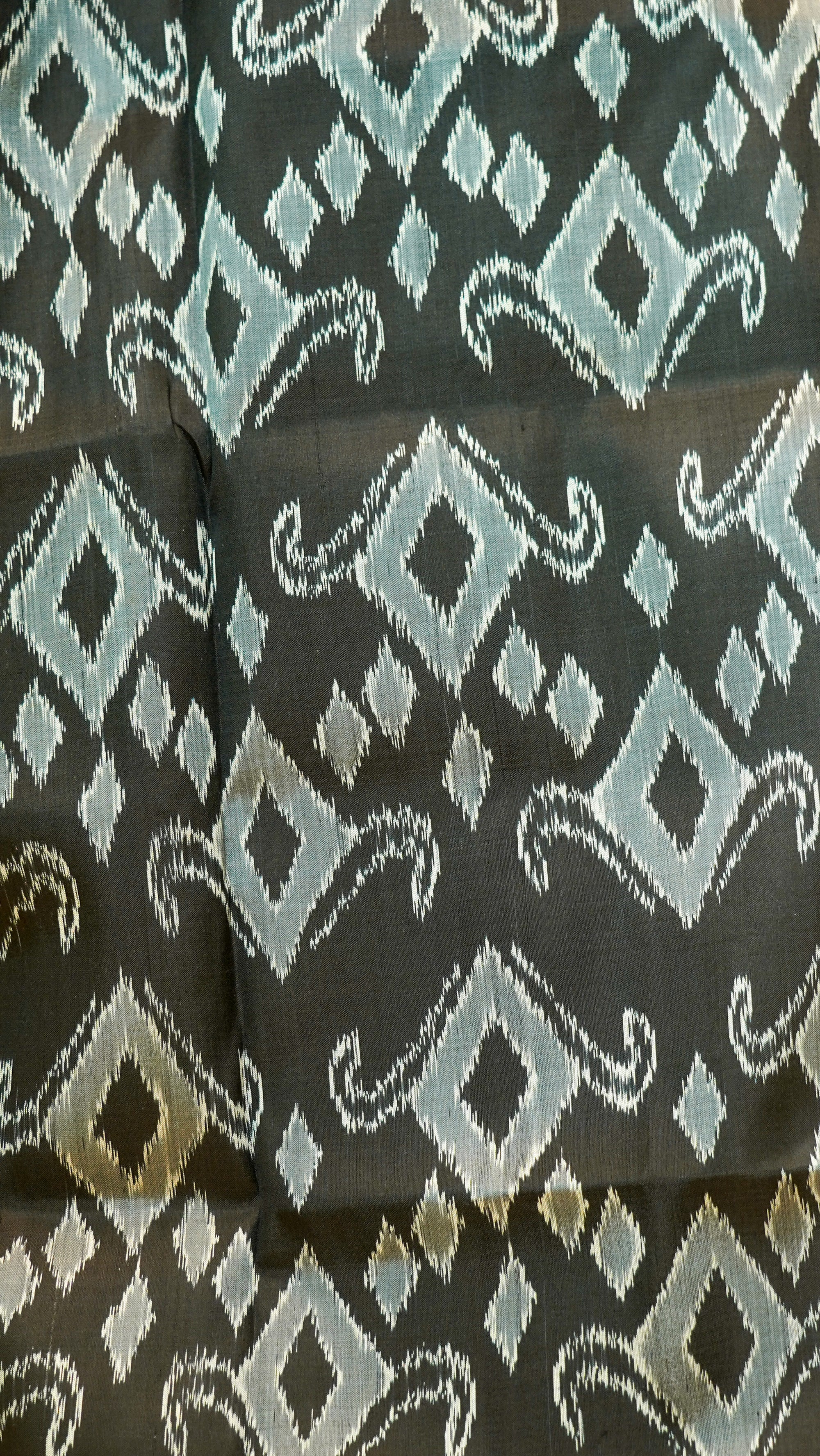 Black &amp; Grey Mulberry Silk Odisha Ikat Saree with Chakra Border