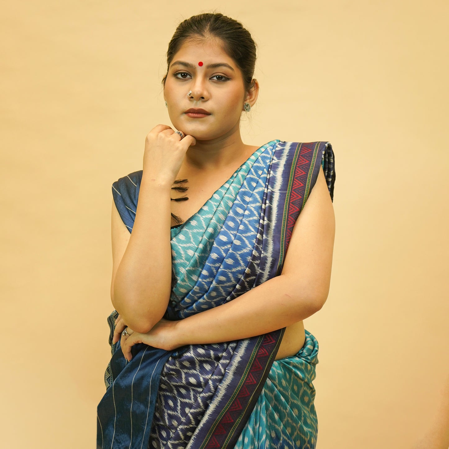 Dual Shaded Blue Mulberry Silk Odisha Ikat Saree