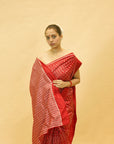 Red Mulberry Silk Odisha Ikat Saree