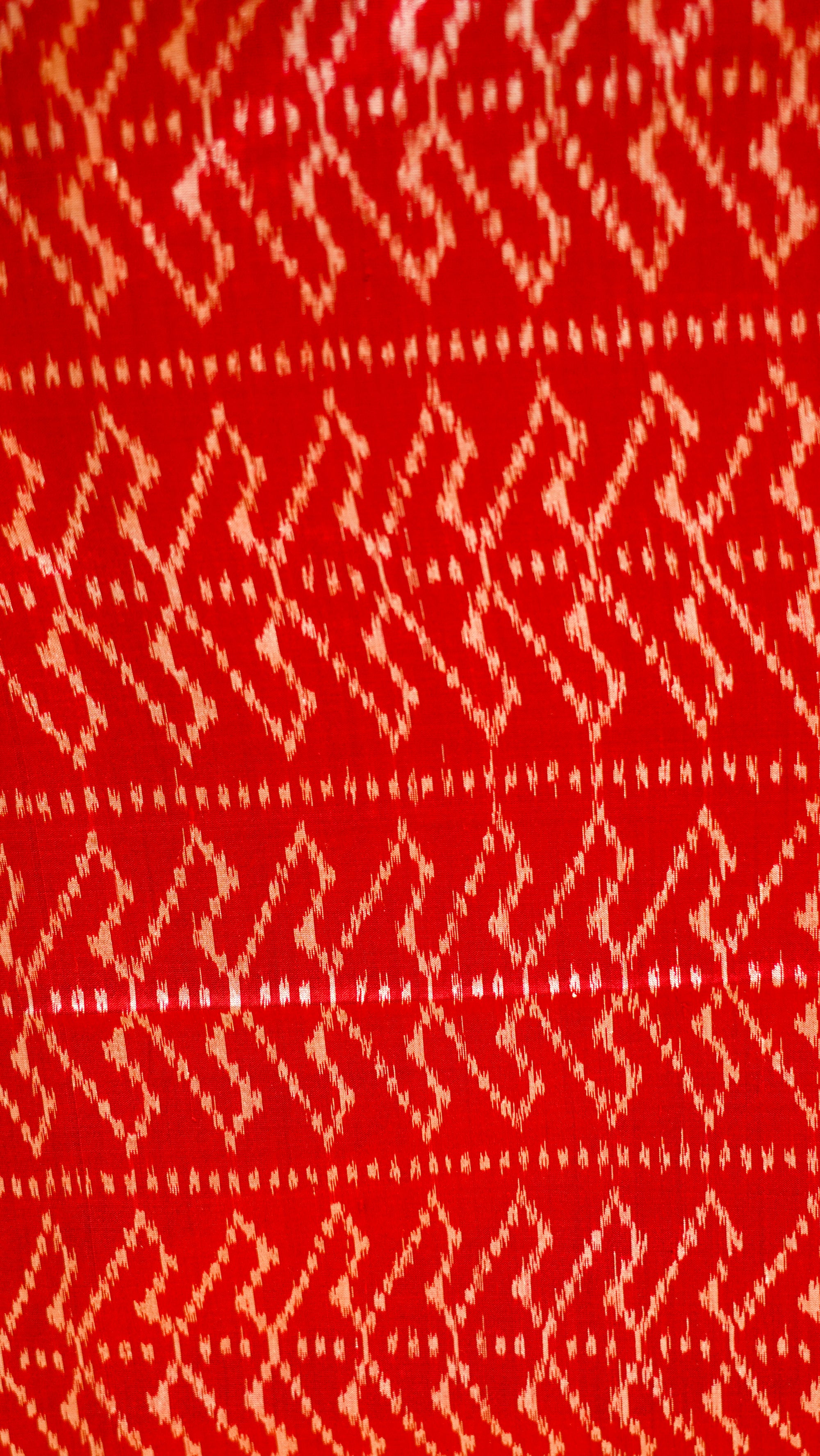 Red Mulberry Silk Odisha Ikat Saree
