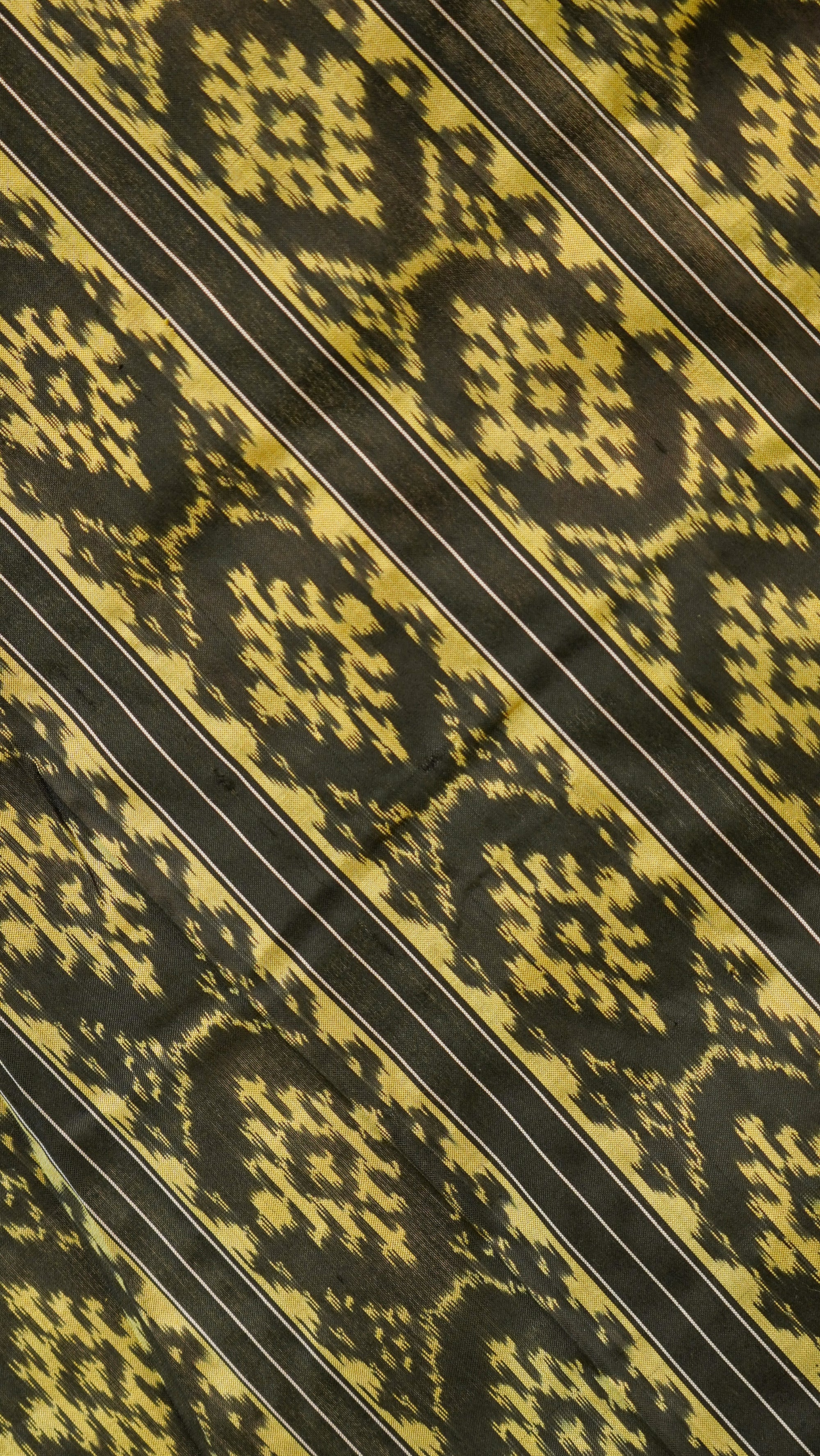 Black &amp; White Mulberry Silk Pochampally Double Warp Ikat Saree