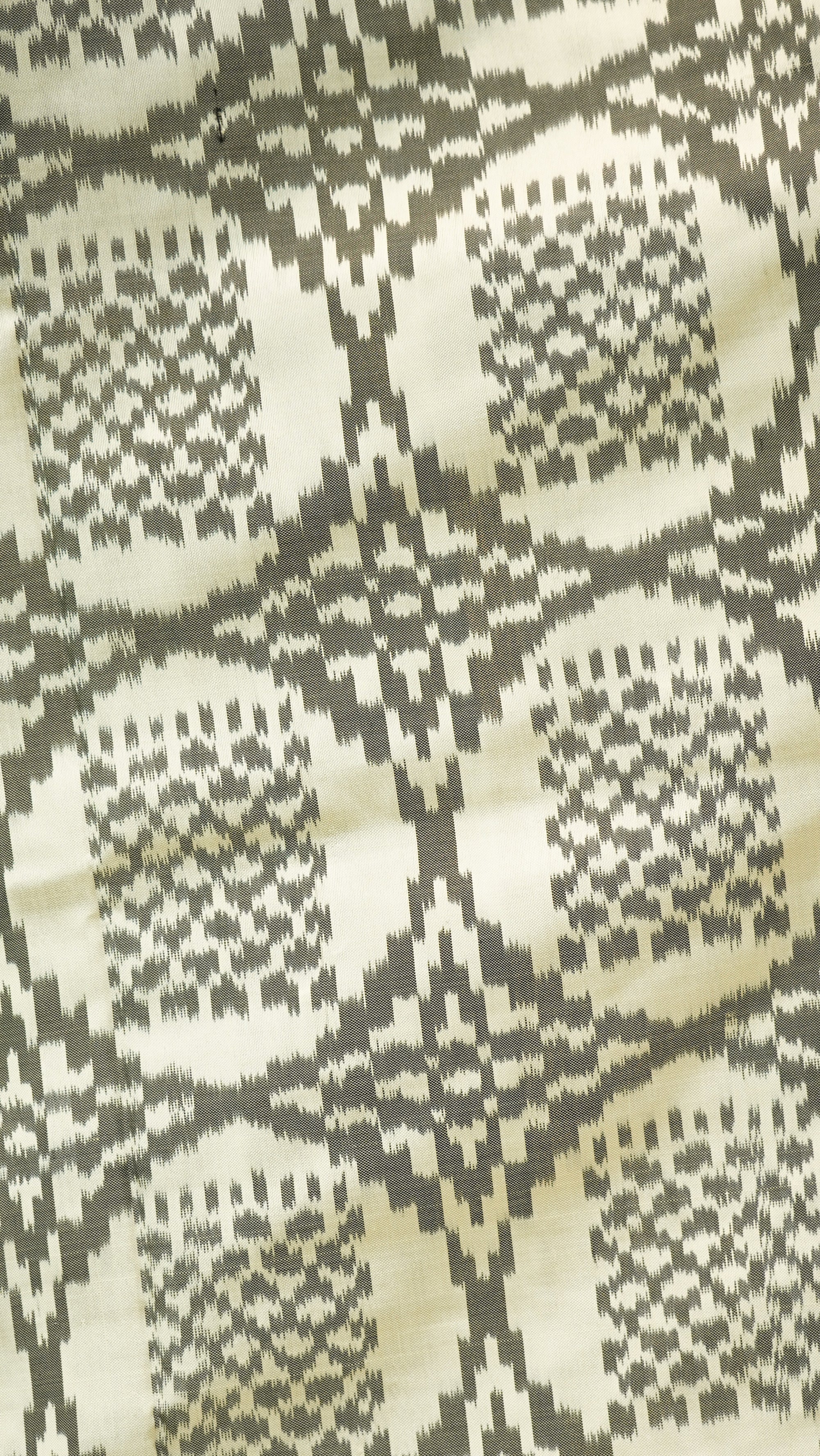 Black &amp; White Mulberry Silk Pochampally Double Warp Ikat Saree