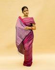 Magenta & Blue Mulberry Silk Odisha Ikat Saree