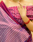 Magenta & Blue Mulberry Silk Odisha Ikat Saree