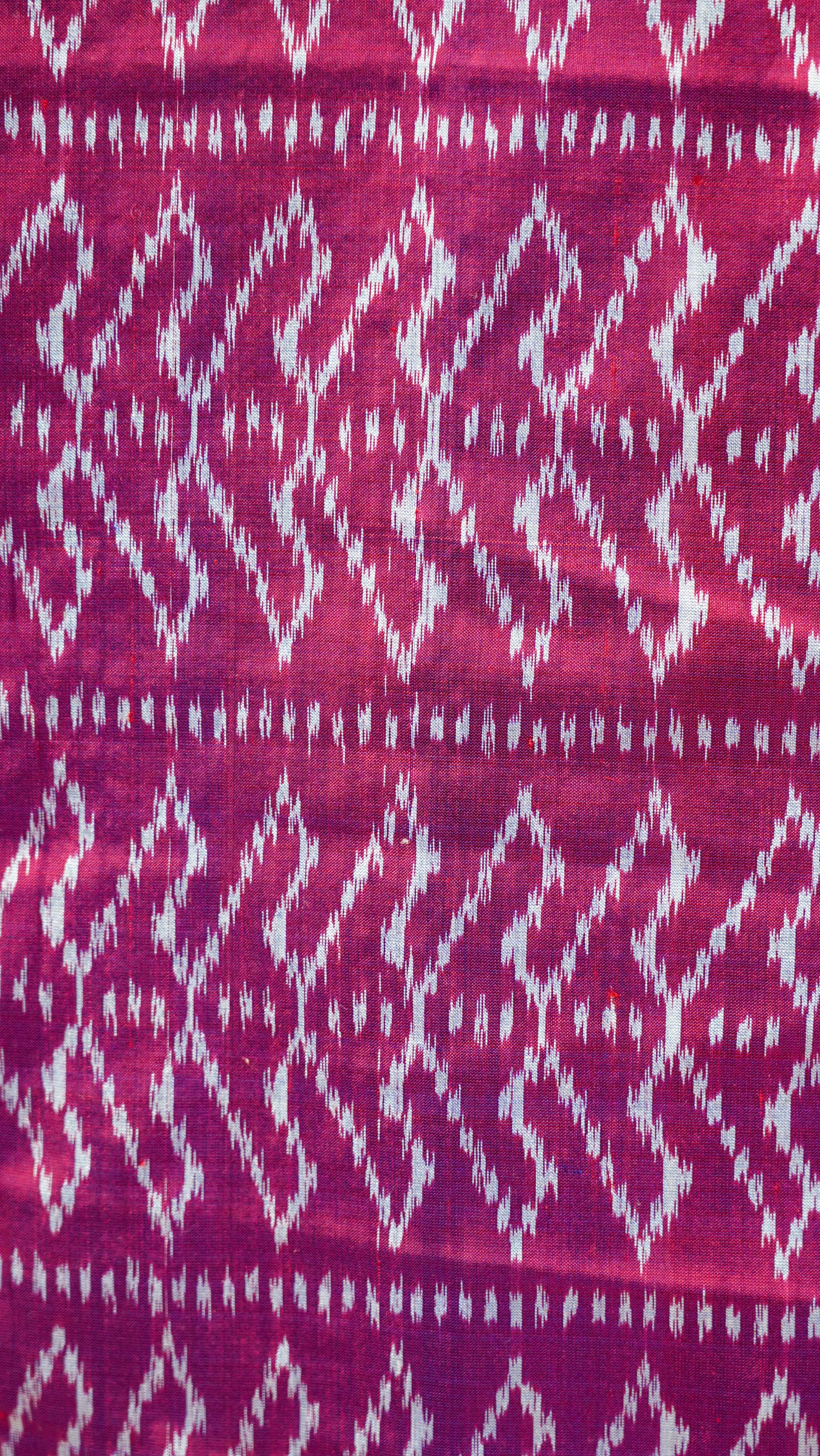 Magenta &amp; Blue Mulberry Silk Odisha Ikat Saree