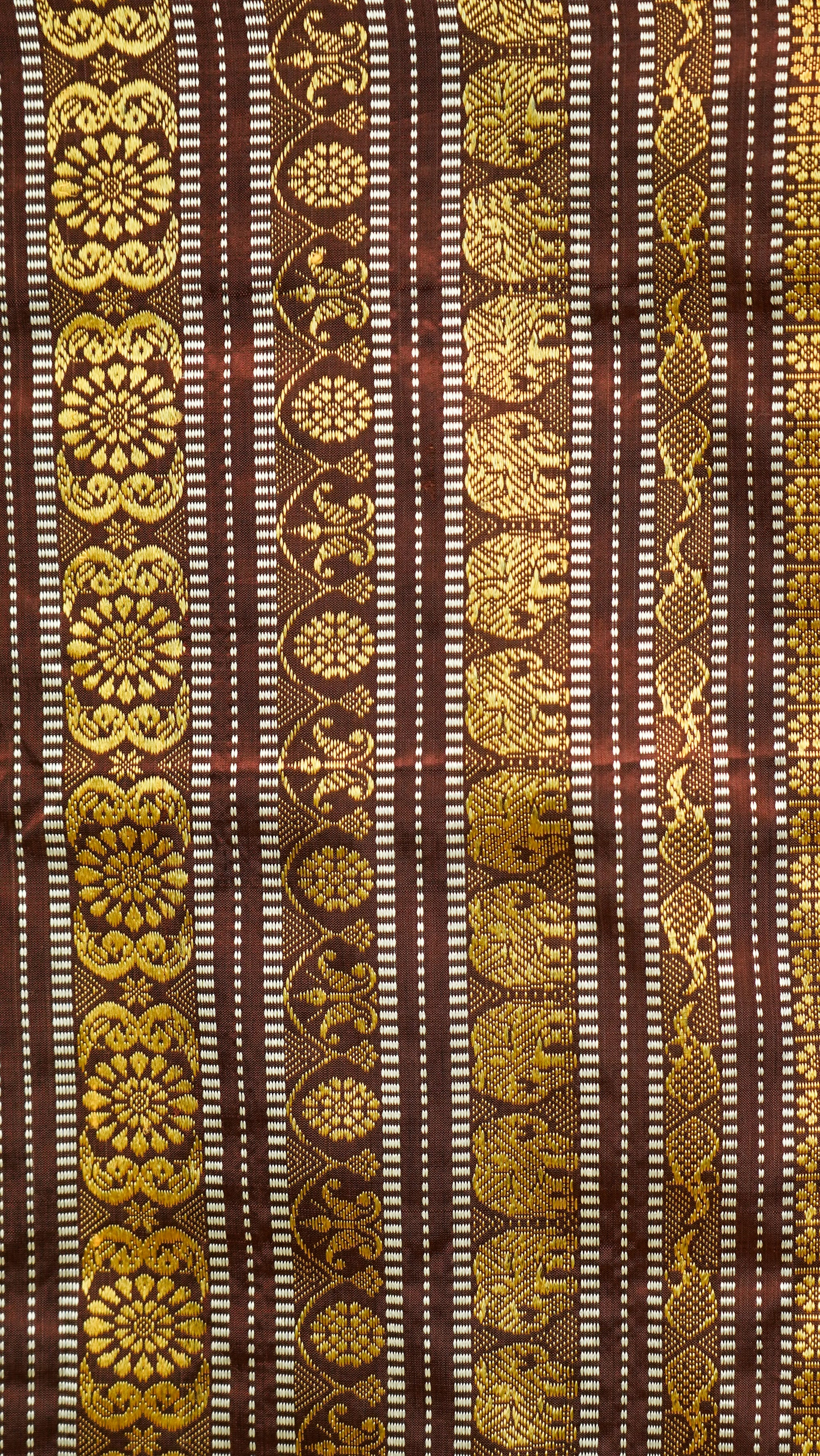 Dark Yellow &amp; Brown Mulberry Silk Odisha Ikat Saree