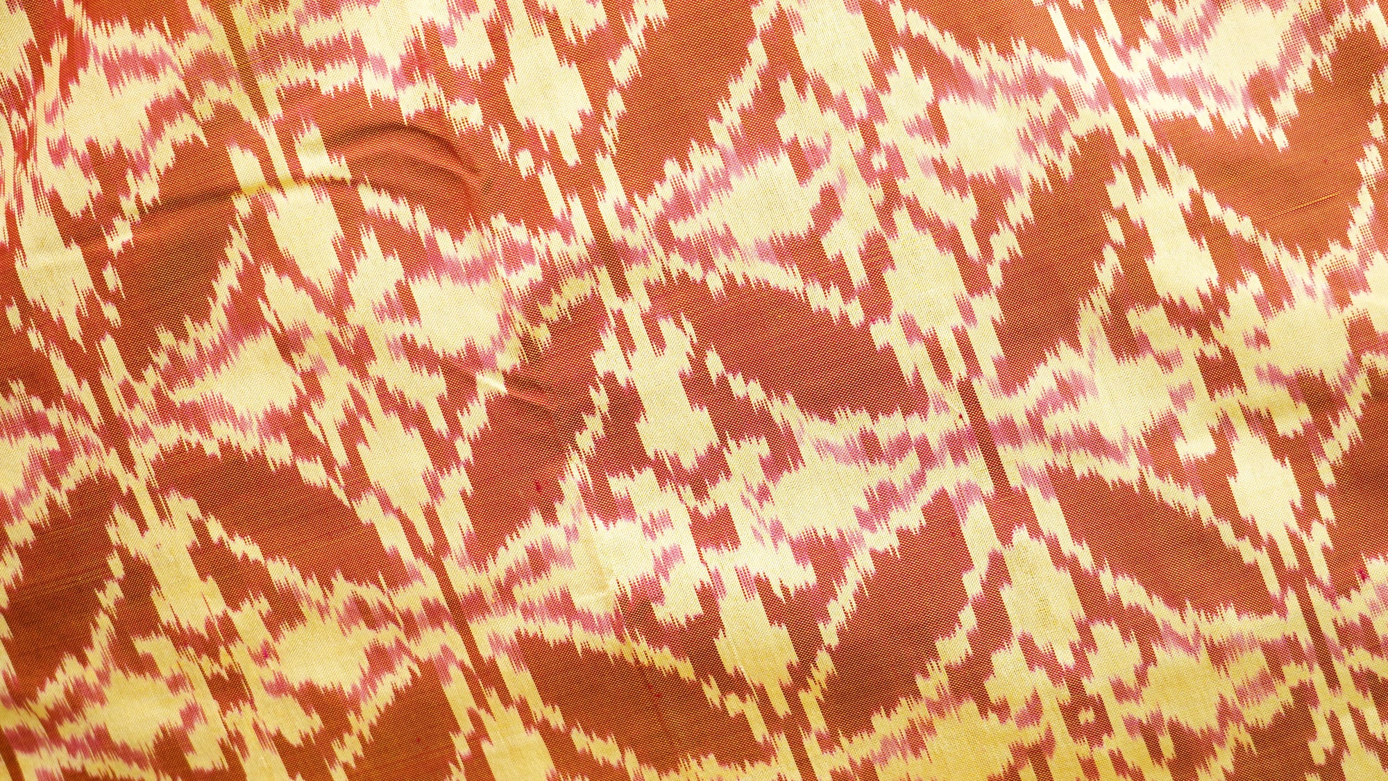 Rust Orange &amp; White Mulberry Silk Pochampally Ikat Saree