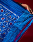 Ikatan Blue & White Mulberry Silk Ikat Saree Ikatan