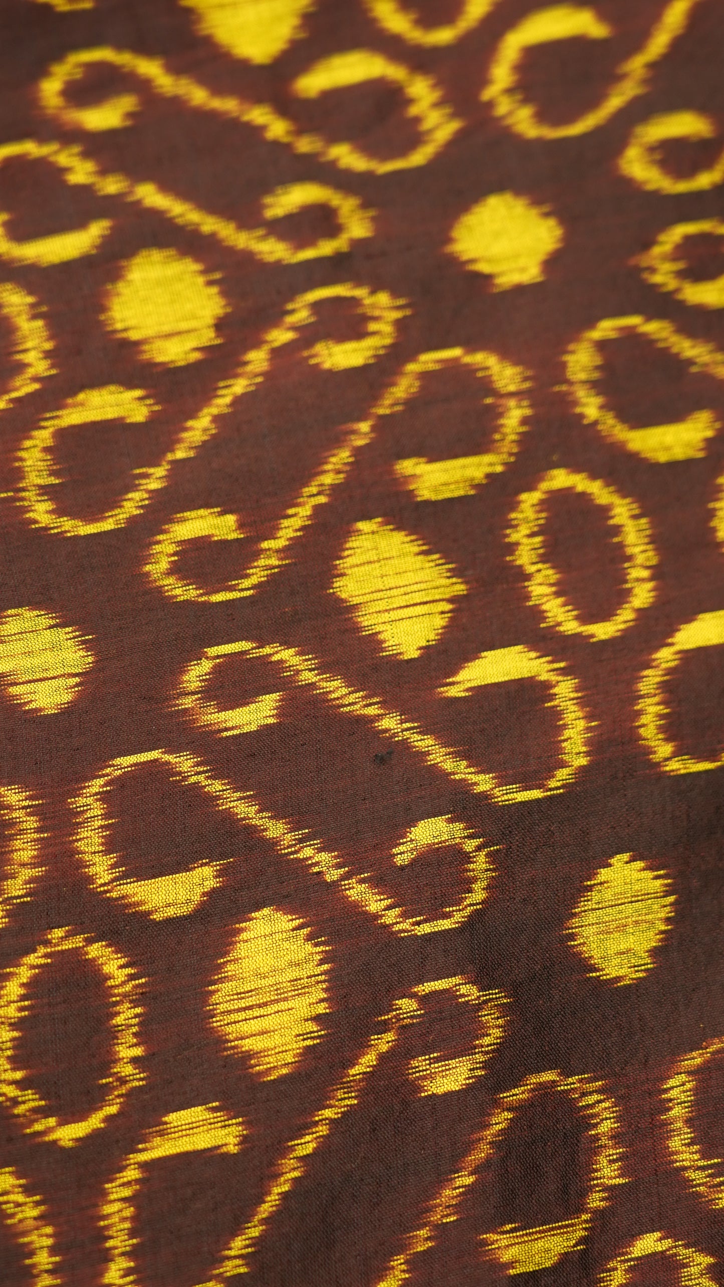 Chocolate Brown & Yellow Mulberry Silk Odisha Ikat Saree