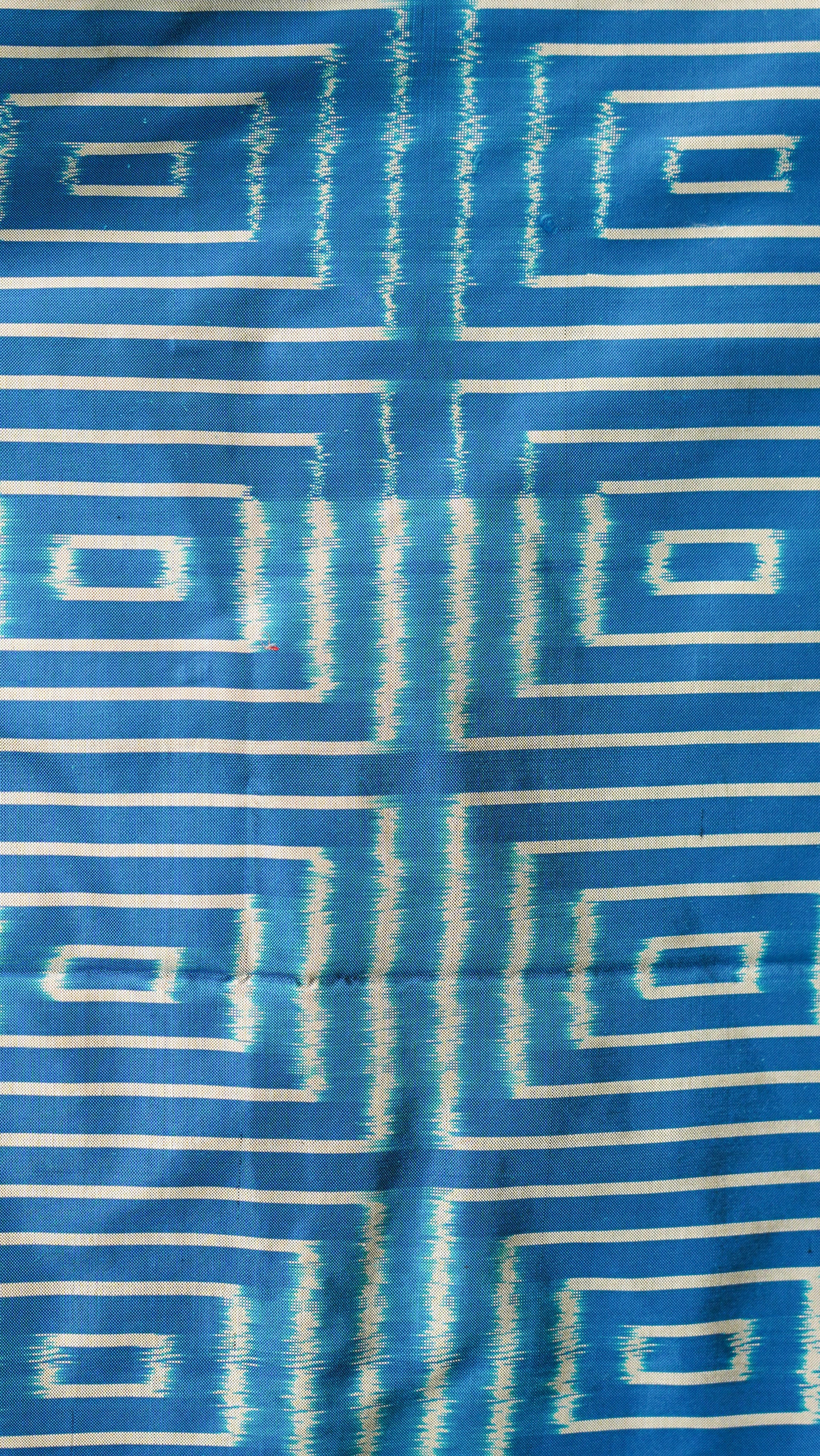 Electric Blue &amp; Indigo Mulberry Silk Pochampally Ikat Saree
