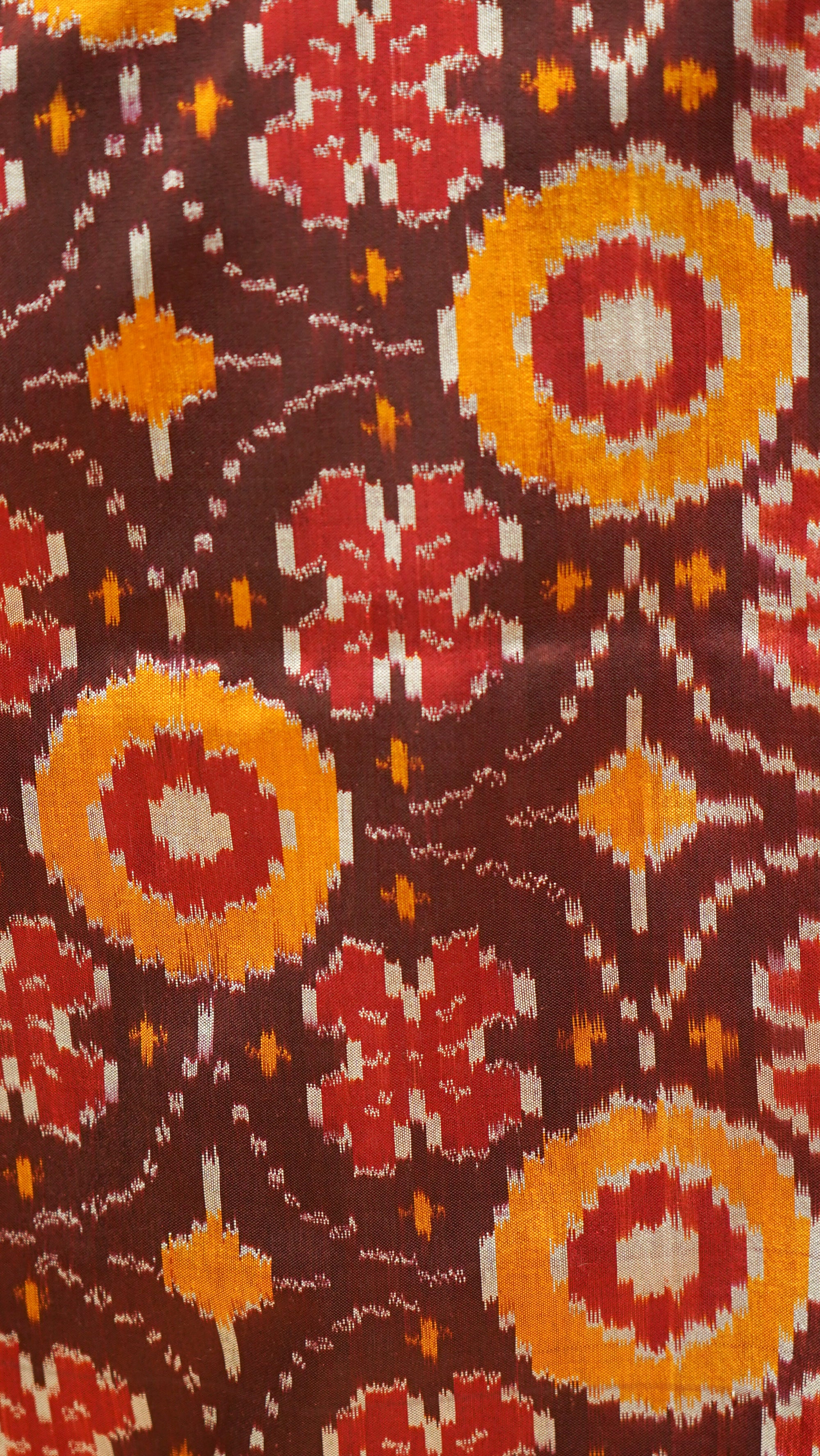 Maroon &amp; Yellow Mulberry Silk Pochampally Ikat Saree