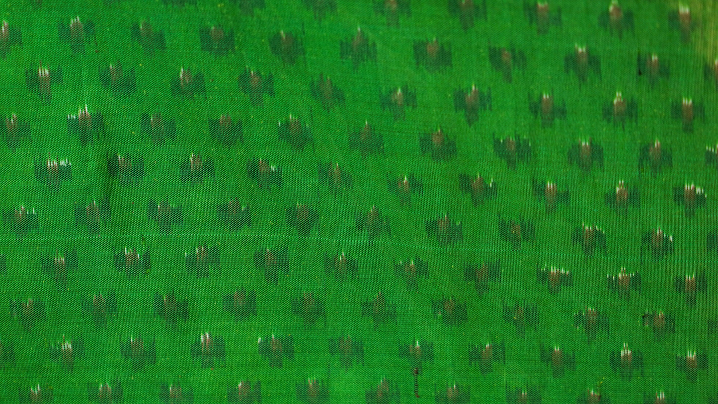 Green & Grey Mulberry Silk Pochampally Ikat Saree