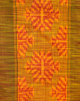 Mustard Yellow Mulberry Silk Uzbek-Style Double Warp Ikat Saree