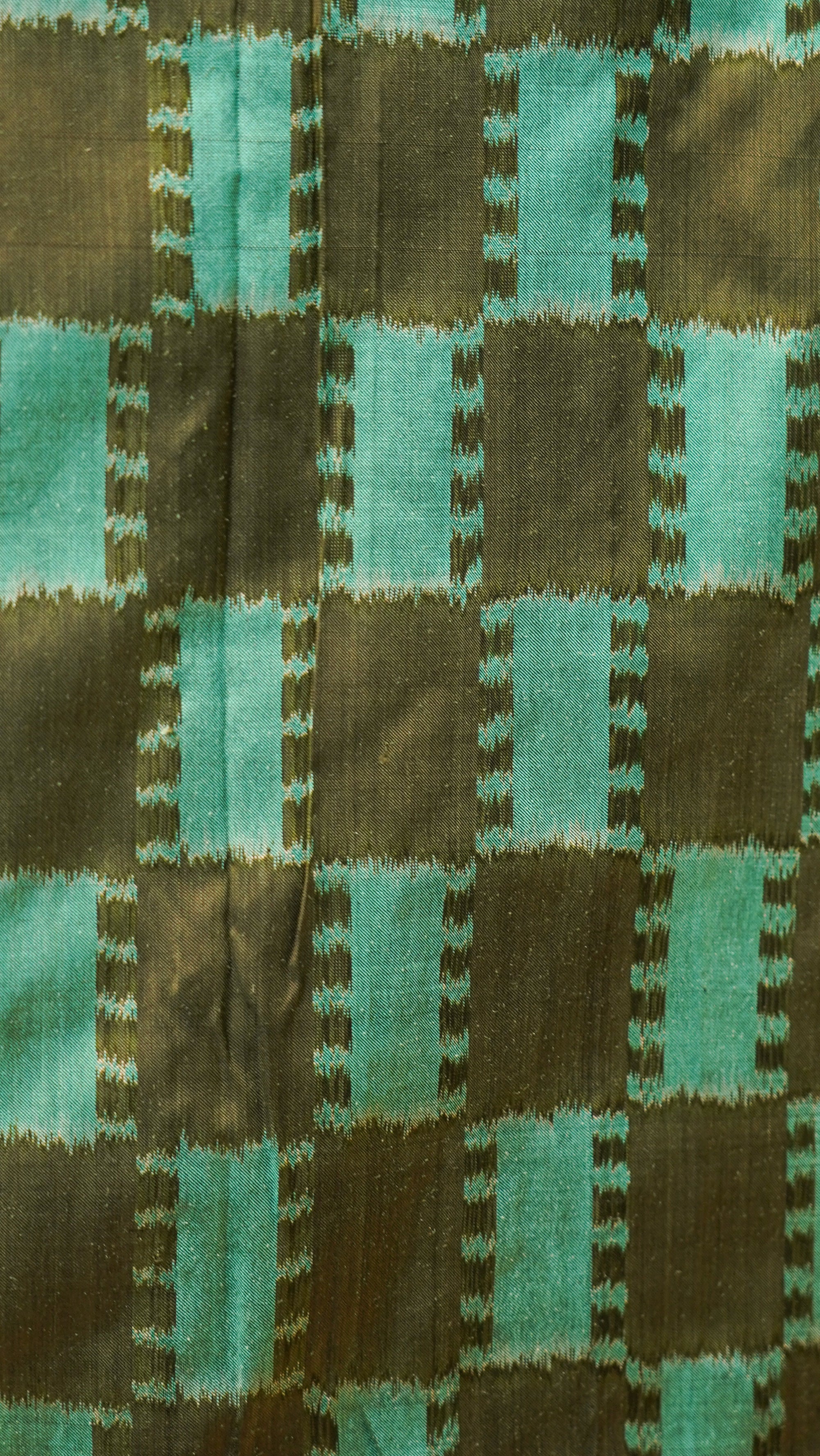 Green &amp; Dark Grey Mulberry Silk Pochampally Ikat Saree