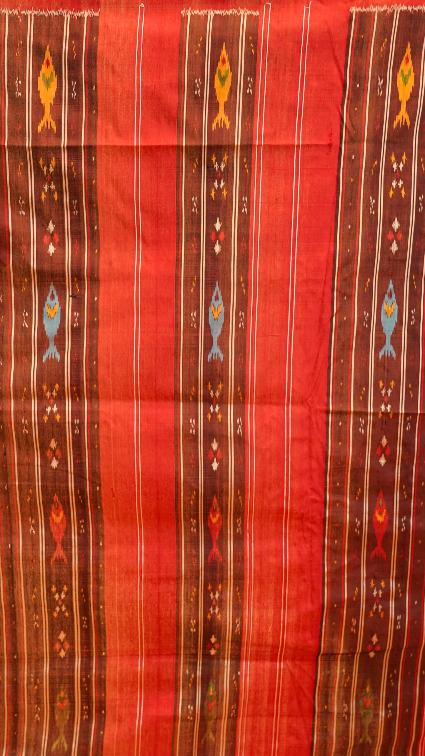 Red & Black Mulberry Silk Odisha Double Warp Ikat Saree