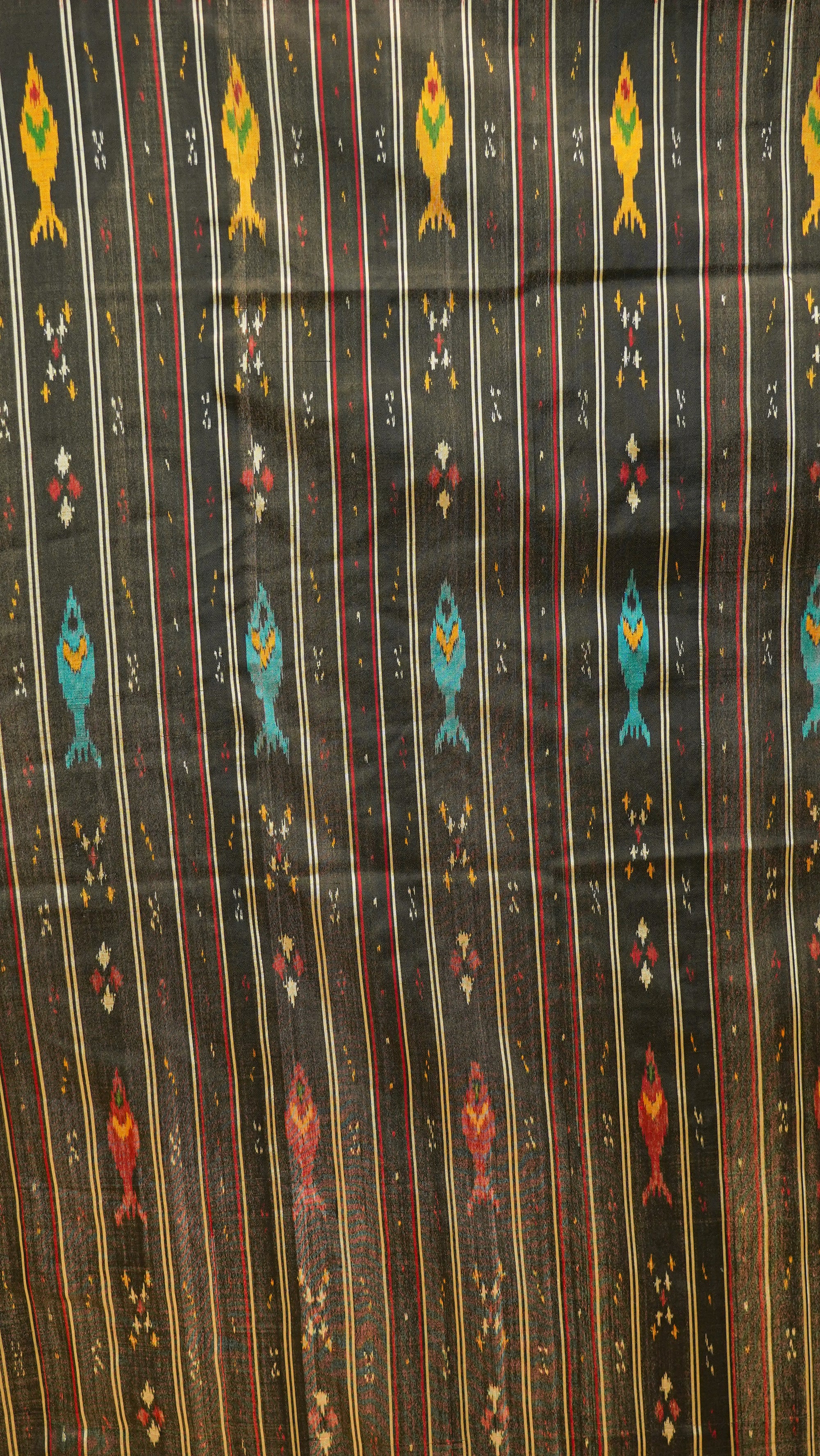 Red &amp; Black Mulberry Silk Odisha Double Warp Ikat Saree