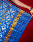 Ikatan Electric Blue Mulberry Silk Odisha Ikat Saree Ikatan