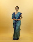 Blue & Green Mulberry Silk Odisha Diamond Style Ikat Saree