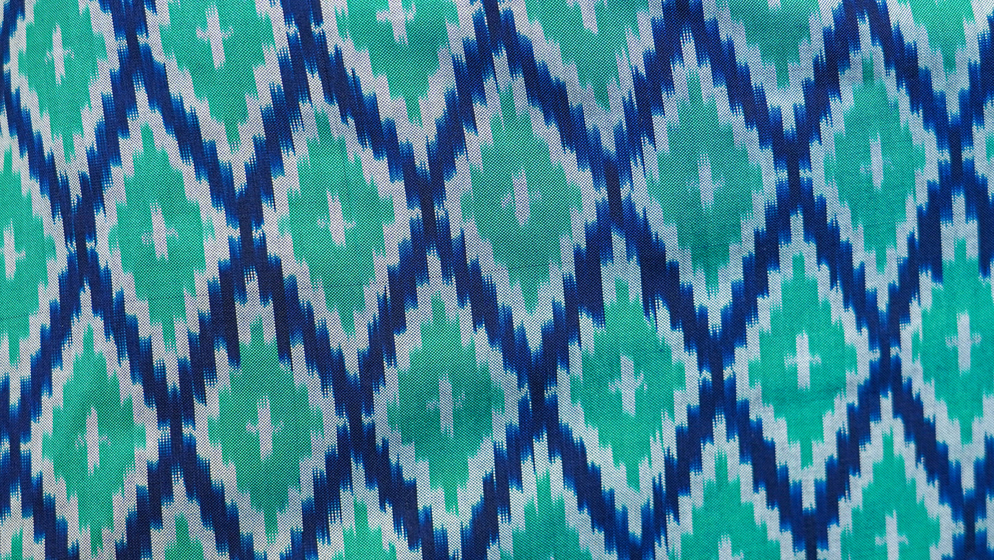 Blue & Green Mulberry Silk Odisha Diamond Style Ikat Saree