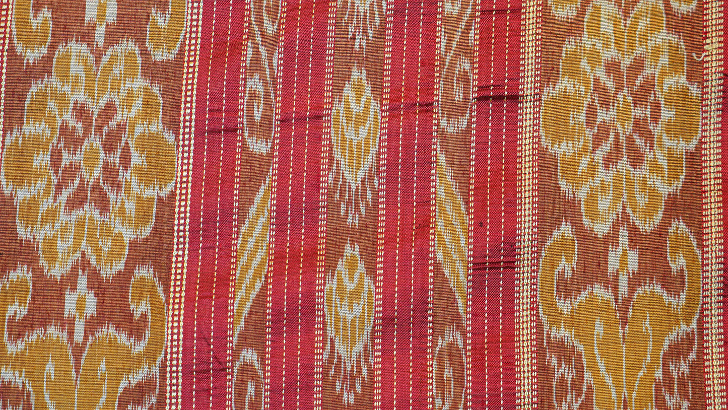 Black & Red Mulberry Silk Odisha Ikat Saree