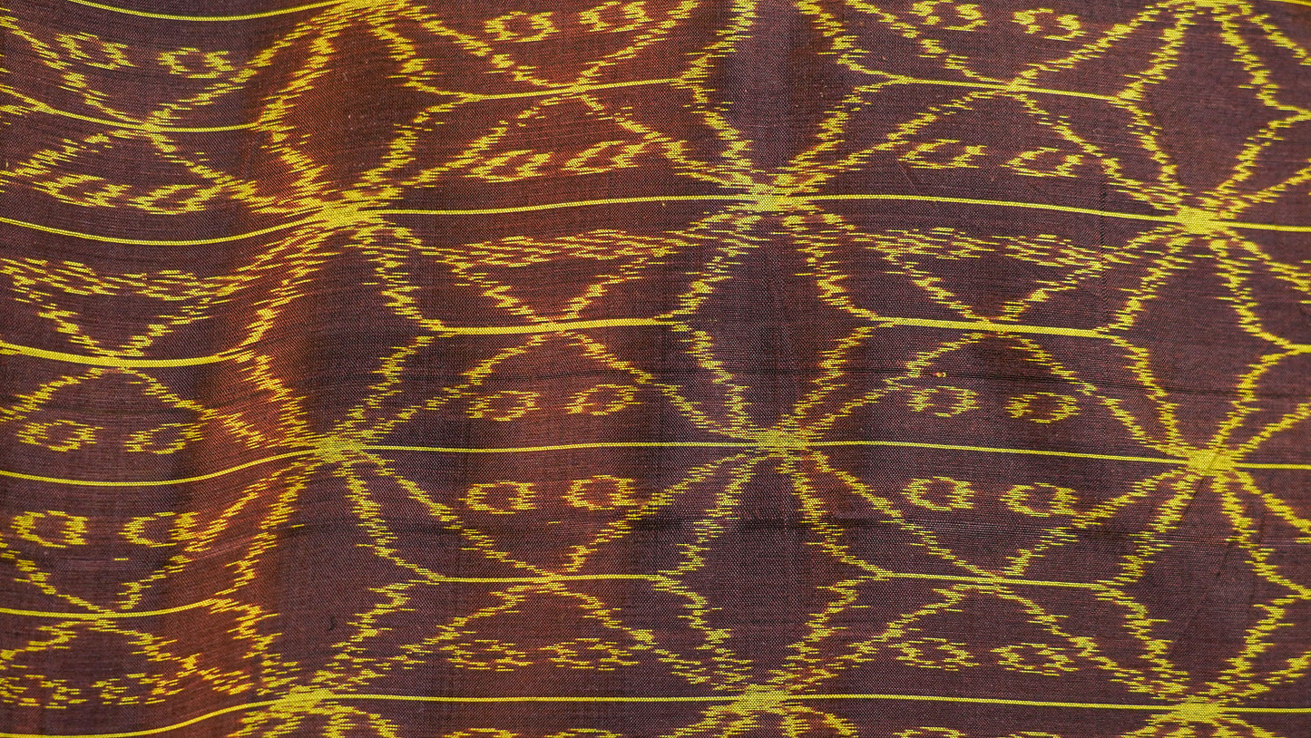 Brown & Yellow Mulberry Silk Odisha Ikat Saree