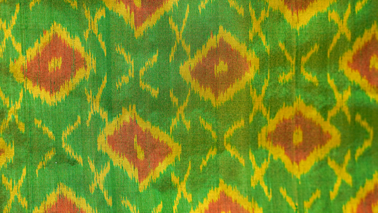 Bibhu Mohapatra Green & Orange Mulberry Silk Odisha Ikat Saree