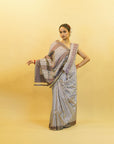 Bibhu Mohapatra Greyish Purple Mulberry Silk Pochampally Ikat Saree