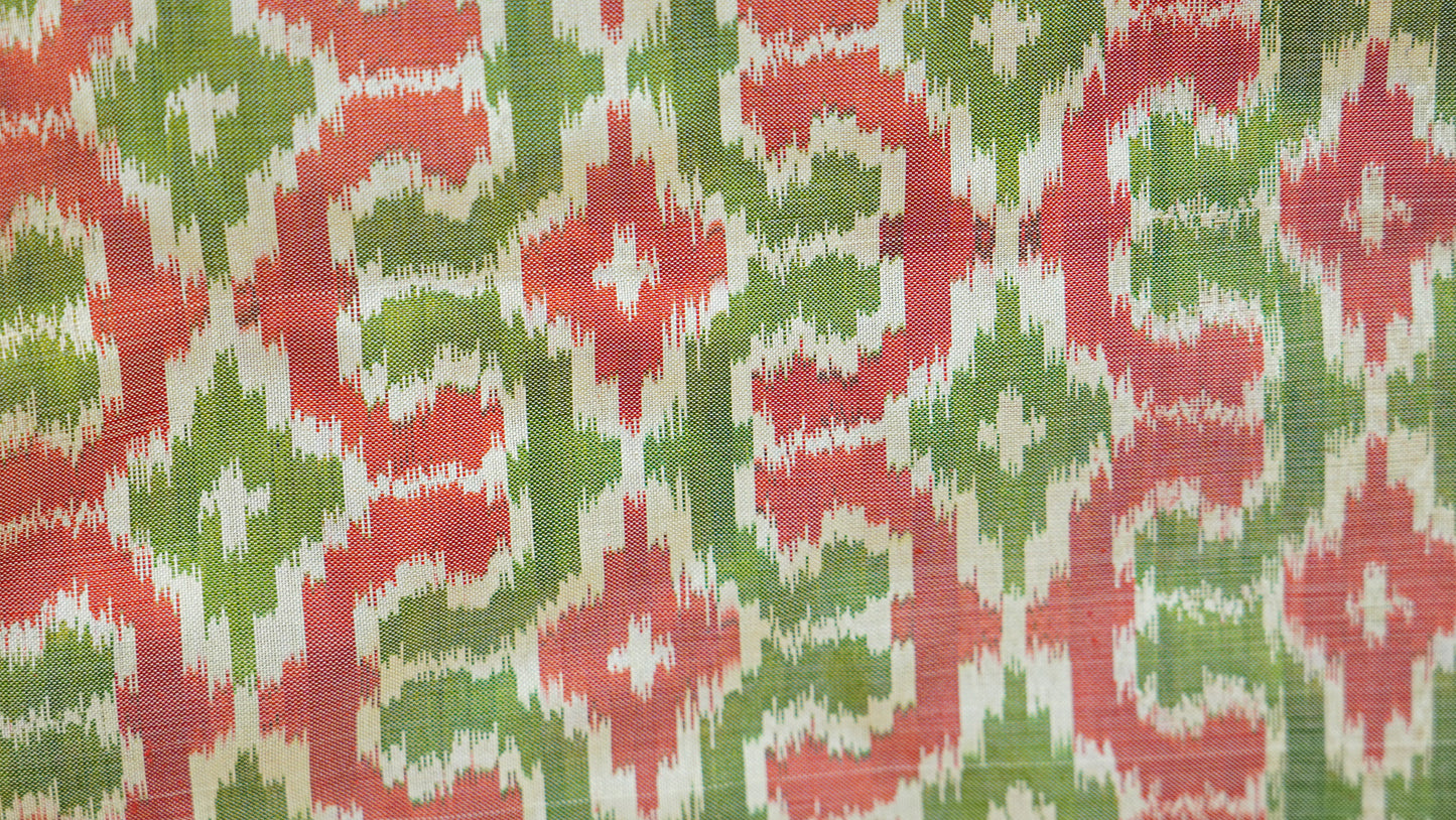 Bibhu Mohapatra Orange & Green Mulberry Silk Pochampally Ikat Saree