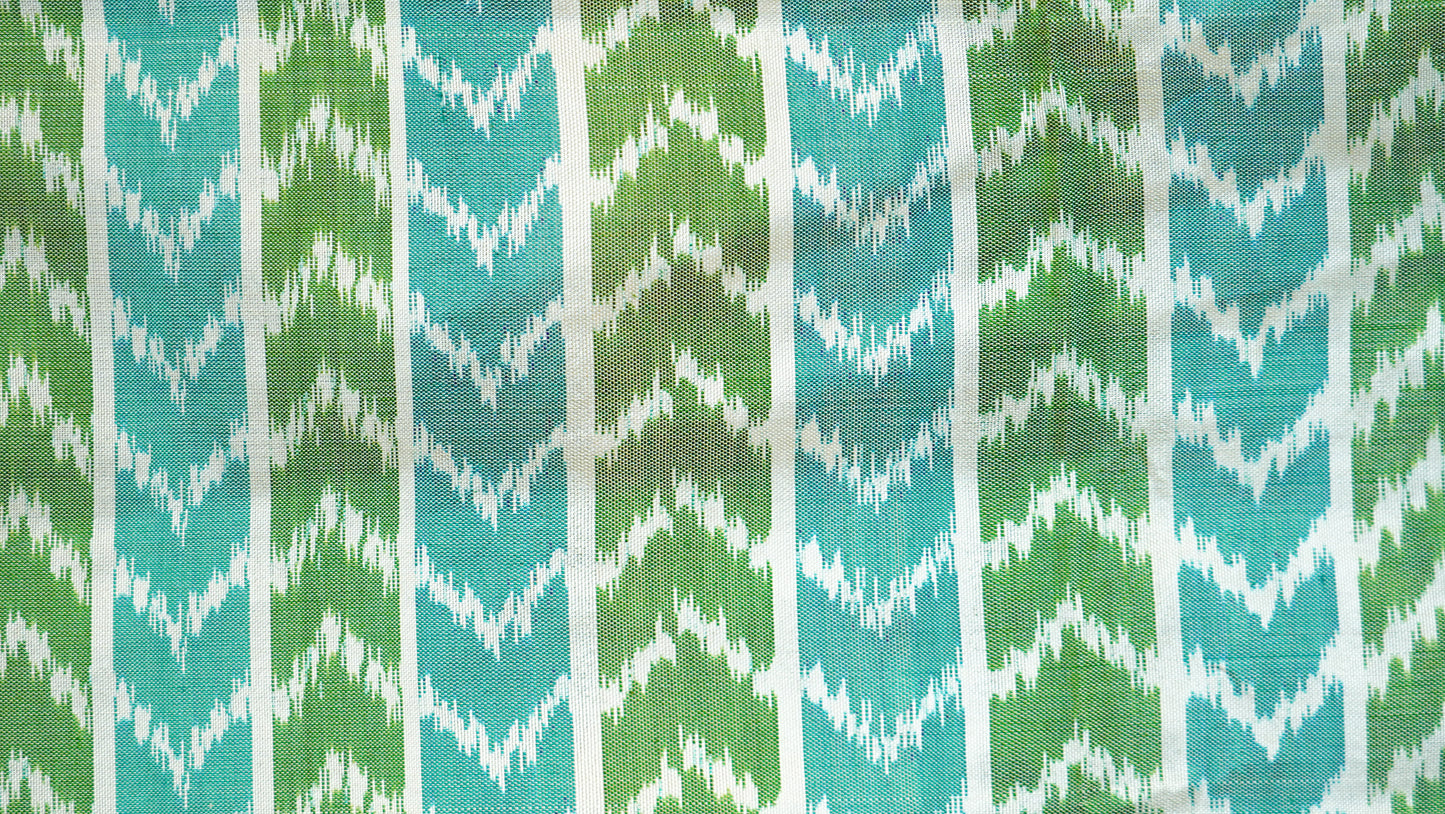 Sea Blue & Green Mulberry Silk Pochampally Ikat Saree