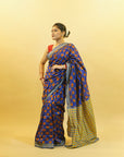 Bibhu Mohapatra Cobalt Blue & Orange Mulberry Silk Odisha Ikat Saree