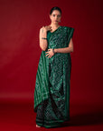 Ikatan Forest Green Mulberry Silk Odisha Ikat Saree Ikatan