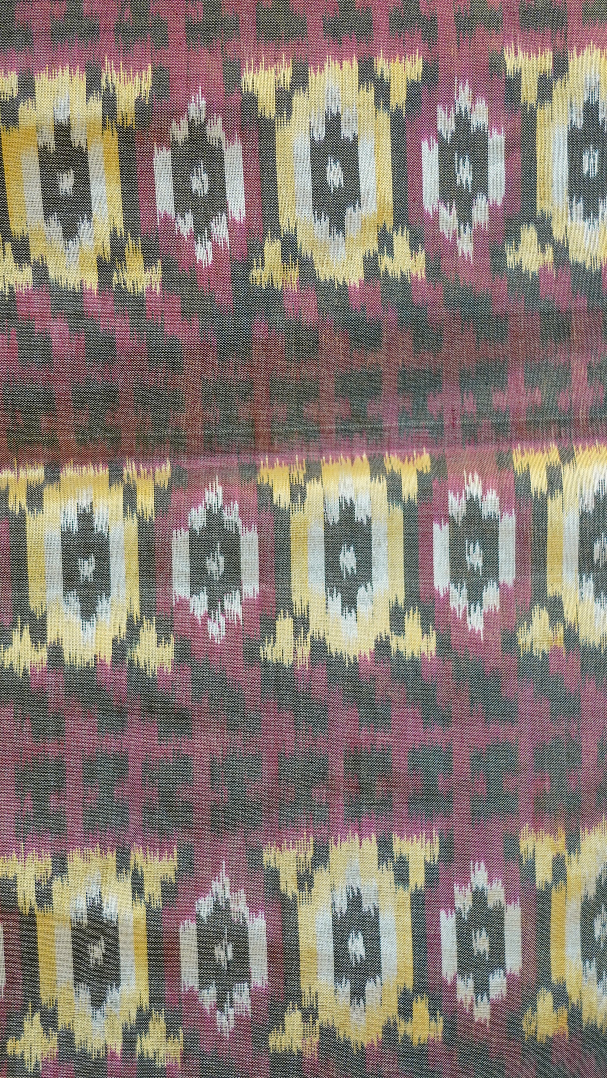 Maroon &amp; Yellow Mulberry Silk Pochampally Ikat Saree