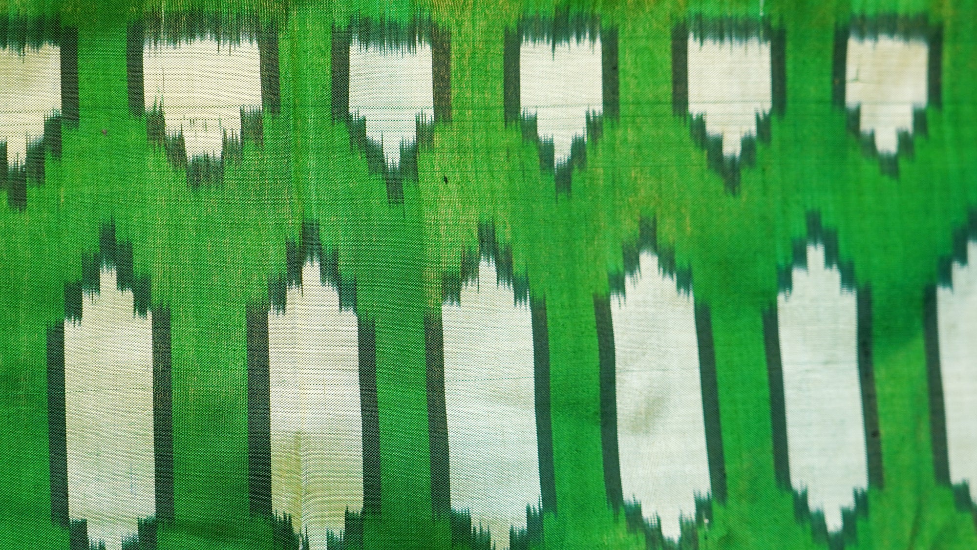 Aqua Blue &amp; Green Mulberry Silk Pochampally Ikat Saree