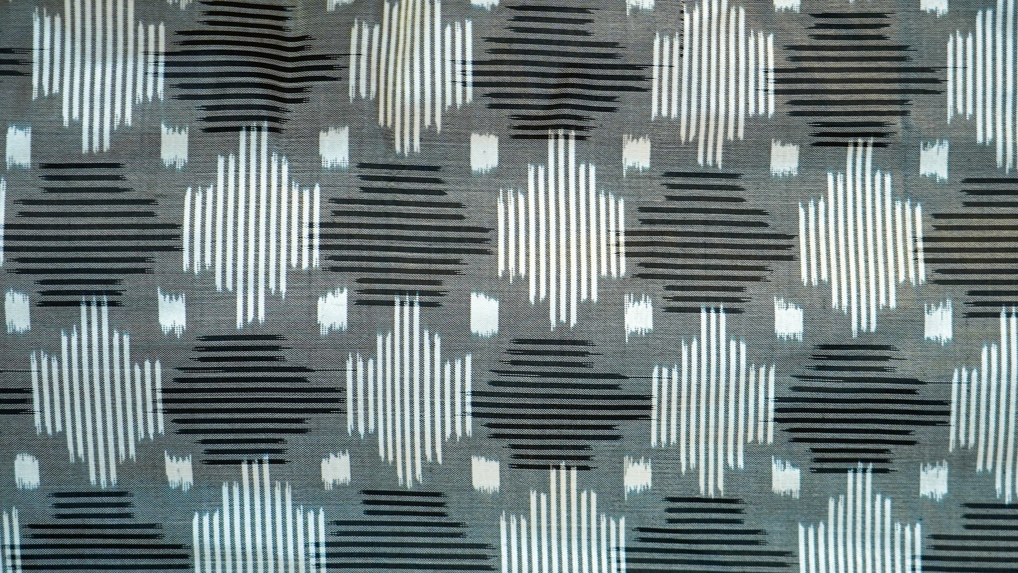 Grey &amp; Black Mulberry Silk Pochampally Double Warp Ikat Saree