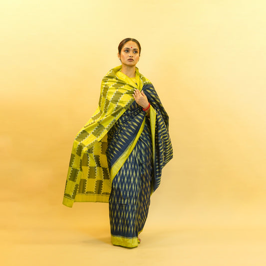 Bibhu Mohapatra Blue & Green Mulberry Silk Odisha Ikat Saree