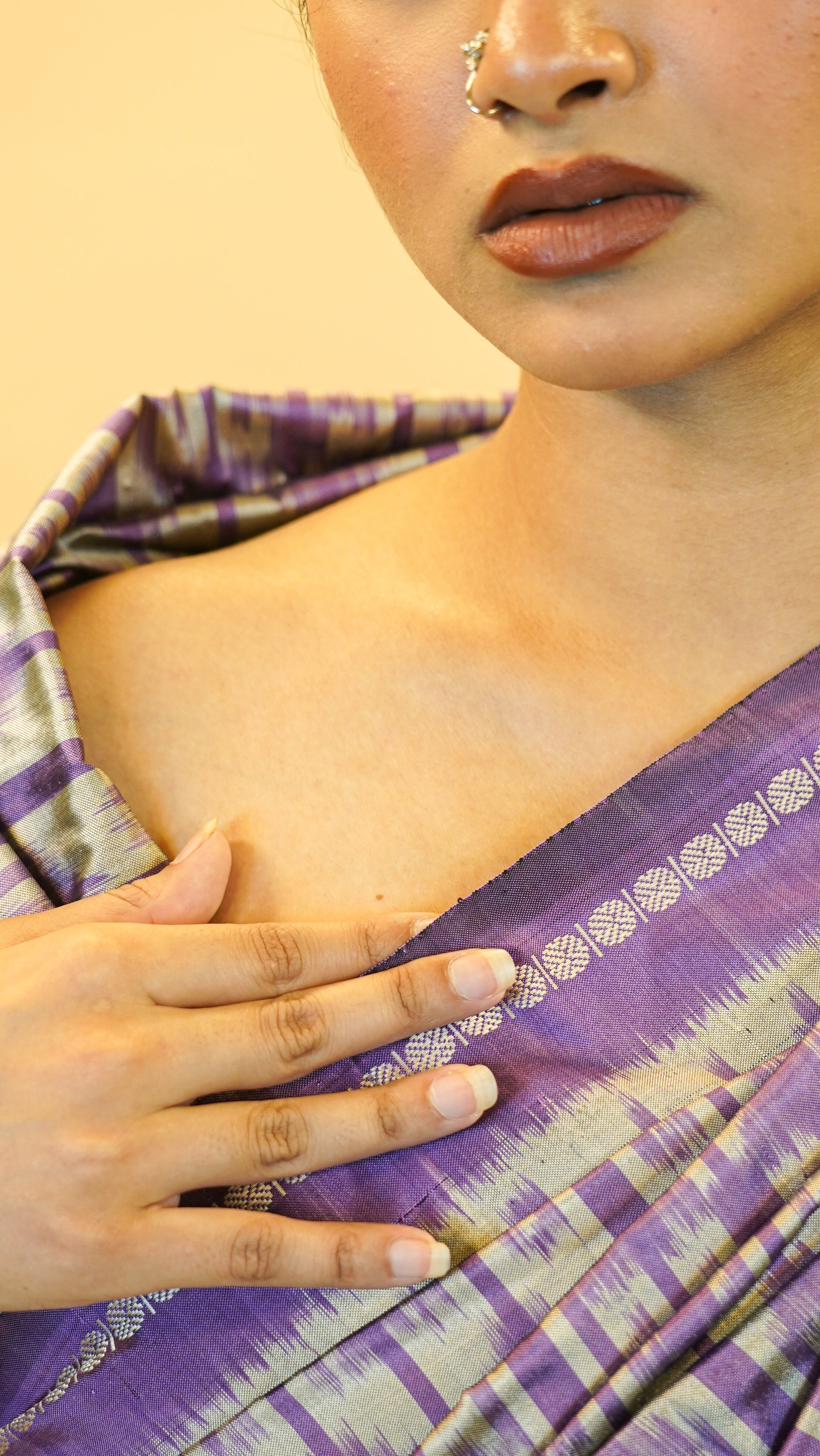 Bibhu Mohapatra Lavender &amp; Grey Mulberry Silk Pochampally Ikat Saree