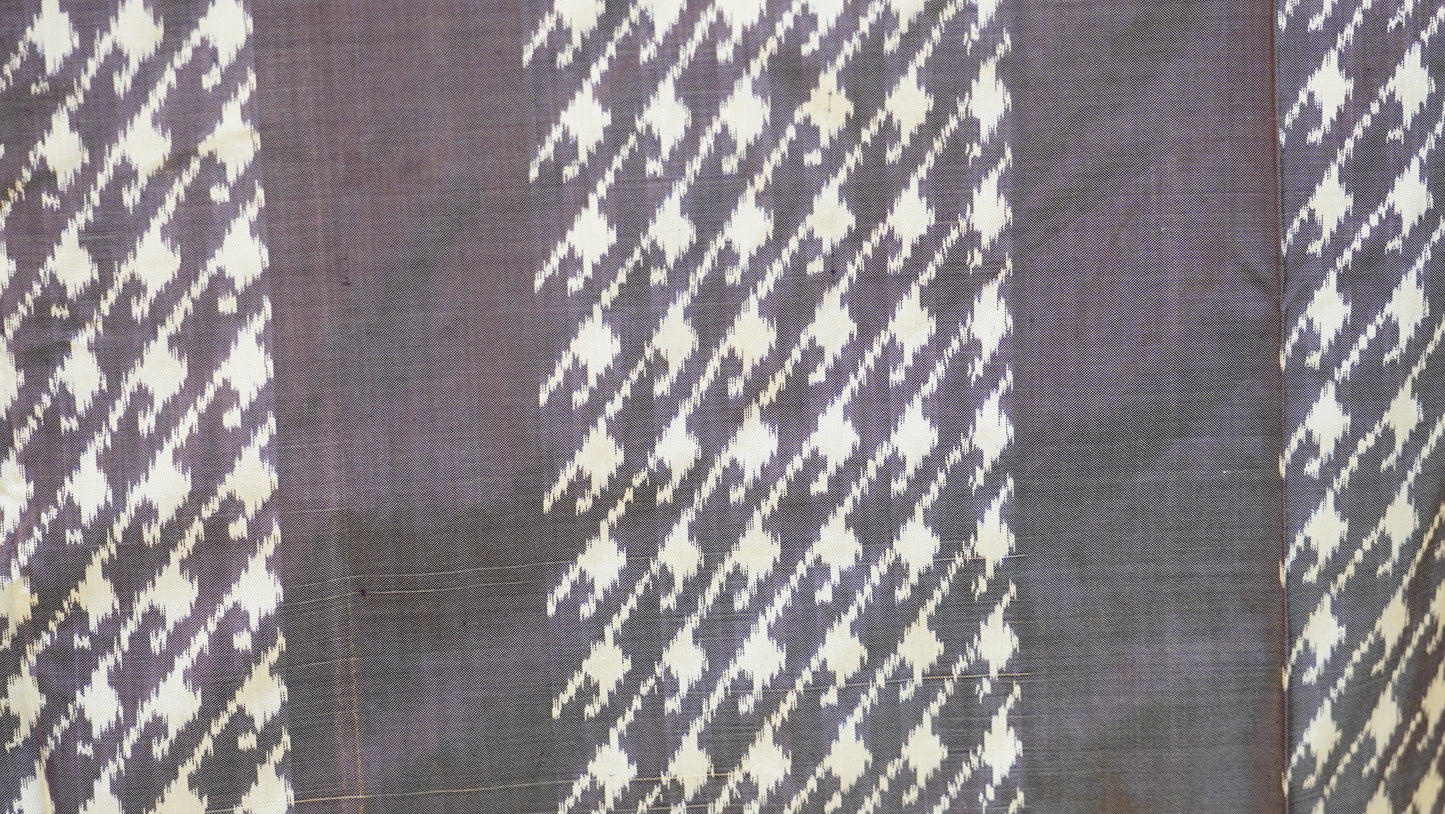 Bibhu Mohapatra Greyish-Purple & Ivory Mulberry Silk Pochampally Ikat Saree
