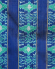 Blue & Turquoise Green Mulberry Silk Pochampally Floral Ikat Saree