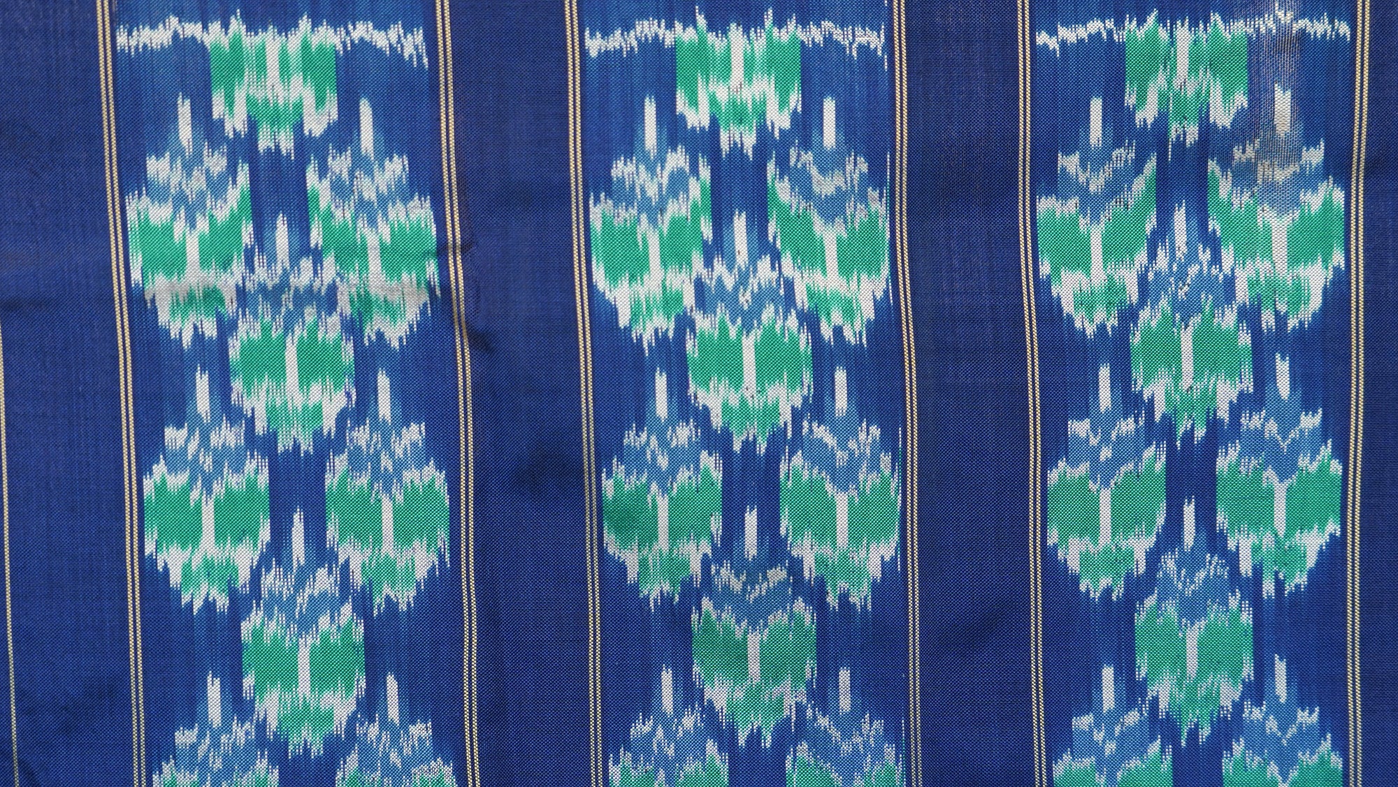 Blue &amp; Sea Green Mulberry Silk Pochampally Geometric Ikat Saree