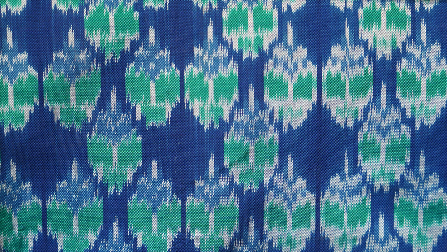 Blue & Sea Green Mulberry Silk Pochampally Geometric Ikat Saree