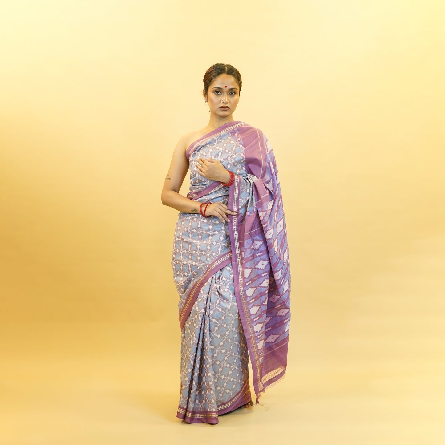 Bibhu Mohapatra Purple & Blue Mulberry Silk Pochampally Ikat Saree