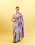 Bibhu Mohapatra Purple & Blue Mulberry Silk Pochampally Ikat Saree