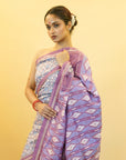 Bibhu Mohapatra Purple & Blue Mulberry Silk Pochampally Ikat Saree